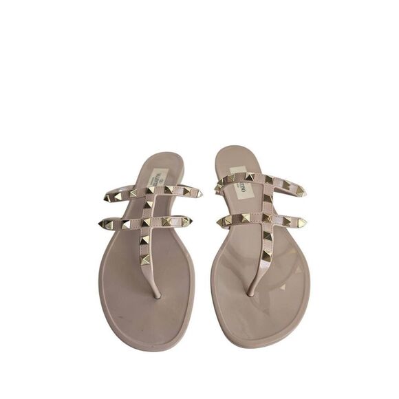 Valentino Garavani Rockstud Flat Sandal Poudre Made in Italy Size 6US - Picture 1 of 10